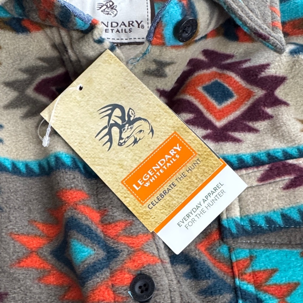 Legendary Whitetails Turquoise & Tan Aztec Fleece Shirt - Picture 5 of 6